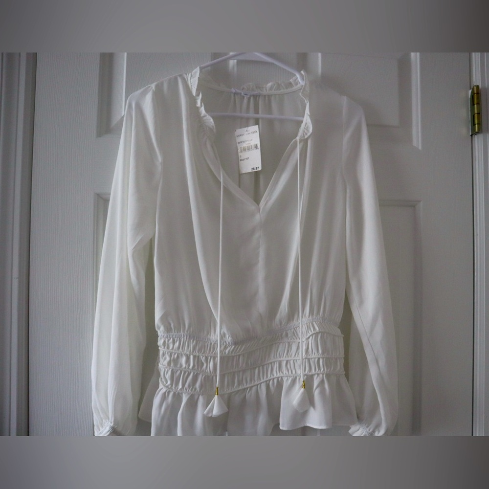 White ruffle top
